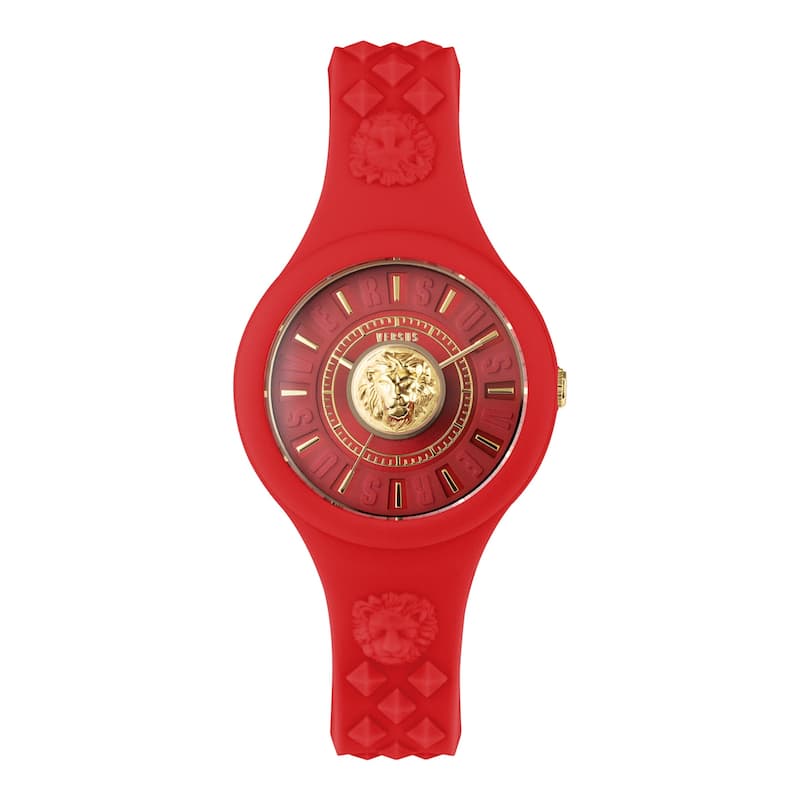 Versus Versace Fire Island Lion Strap Watch - Red
