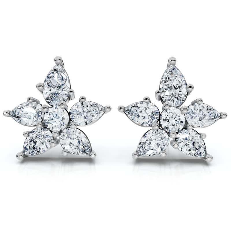 2Ct Pear Shape Cluster Diamond Earrings Gold Lab Grown Women's