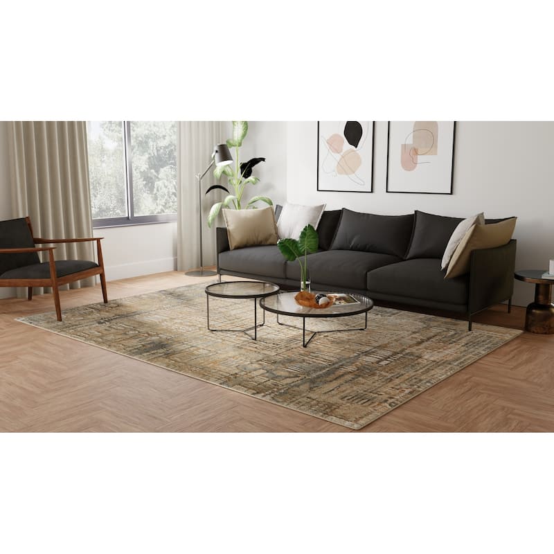 Grand Bazaar Hartman Machine Made Abstract Modern Area Rug