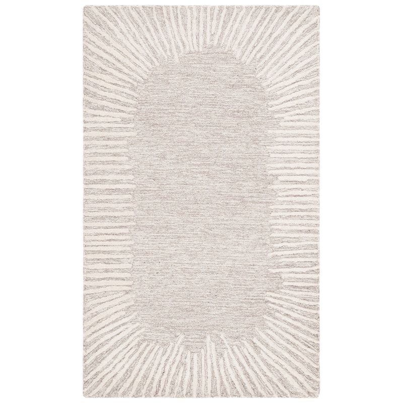 SAFAVIEH Handmade Abstract Sofoula Modern Wool Rug - 4' x 6' - Natural/Ivory