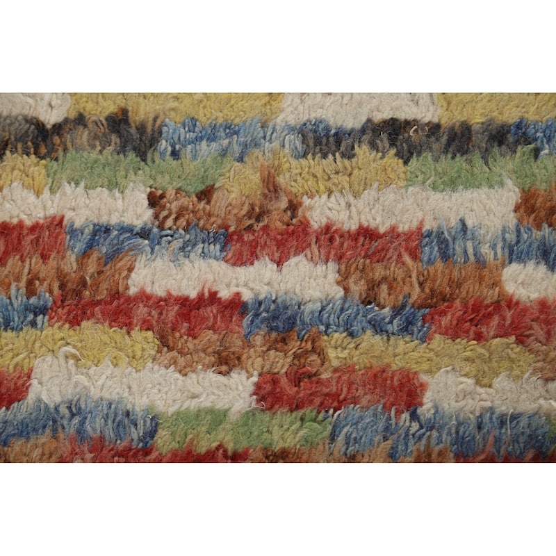 Checkered Moroccan Oriental Area Rug Wool Handmade Living Room Carpet - 9'11" x 14'7"