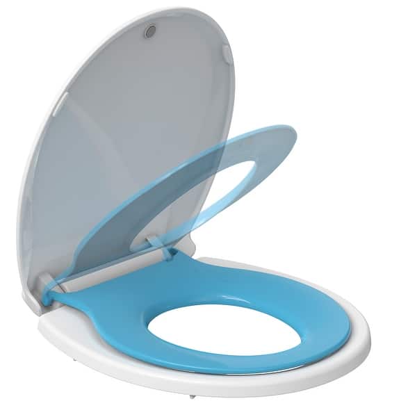 slide 2 of 19, 2 in 1 Toilet Seat for Toddlers and Adults with Built-in Potty Training Seat Blue