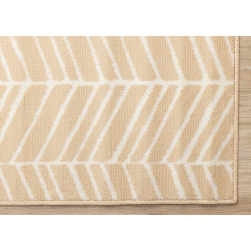 Florence Collection - Cream Beige Indoor Geometric Area Rug - 4'7" x 6'7"