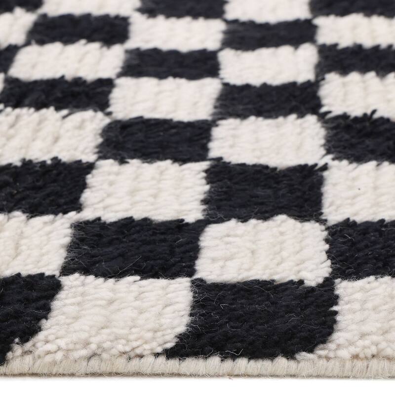 Contemporary Checkered Black Area Rug