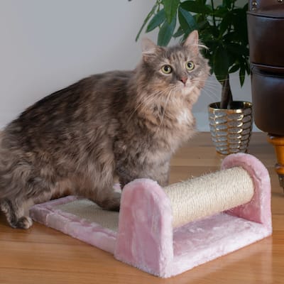 Rolling Real Wood Cat Scratcher Toy, Sisal Scratching Board for Cats Training - 19"(L)X12"(W)X6"(H)