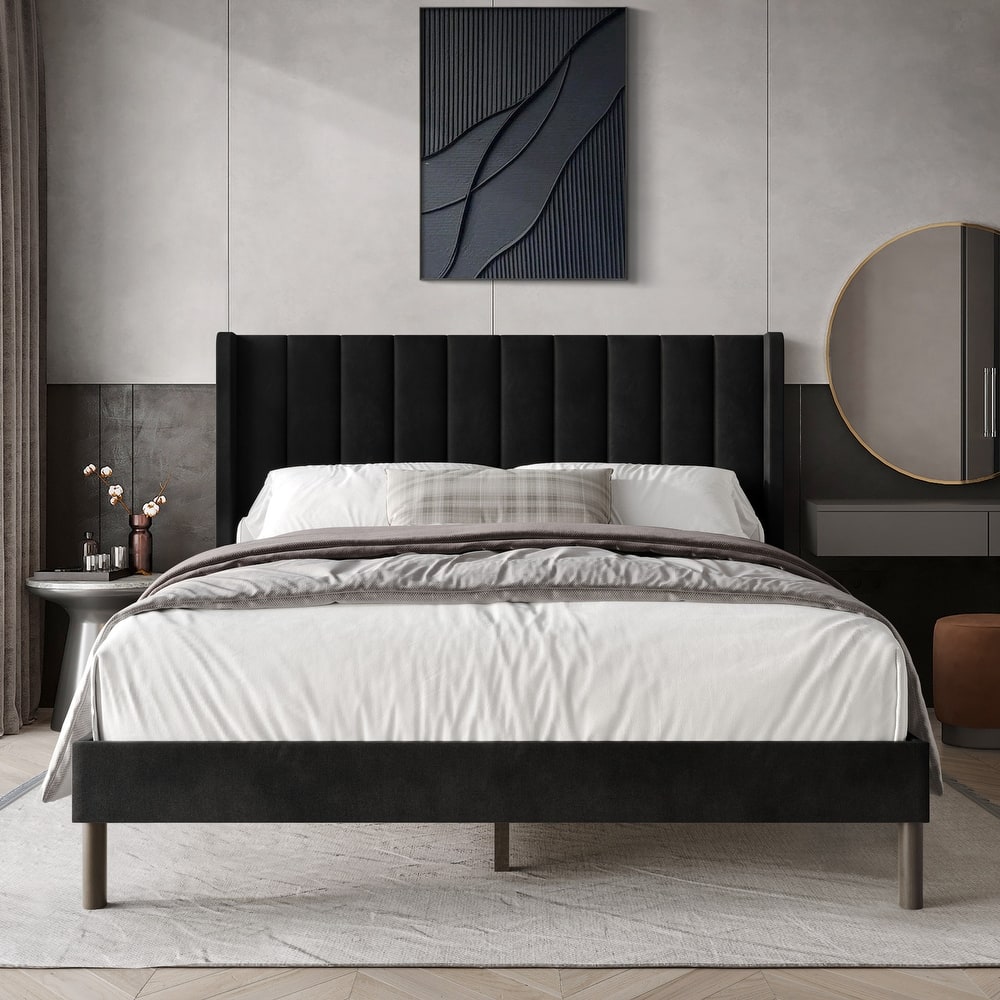 Clayfell Herrin Upholstered Wingback Panel Bed