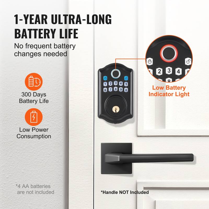 Fingerprint Door Lock for Front Door, Electronic Keypad Deadbolt with 300 Users