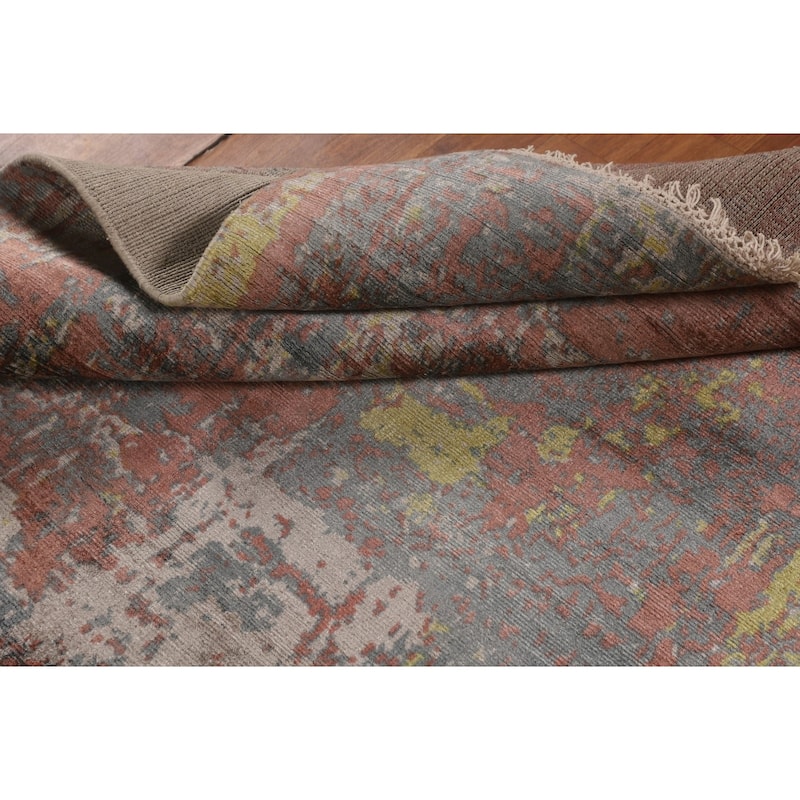 Multicolor Abstract Modern Area Rug Hand-Knotted Wool Carpet - 4'10"x 7'6"