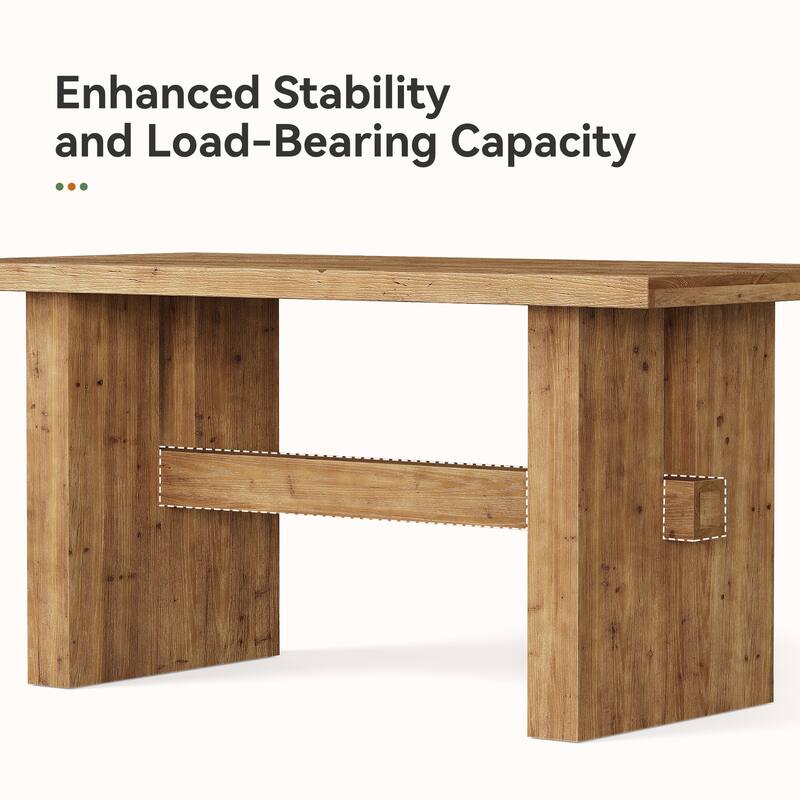 Solid Wood Dining Table, Large Rectangular Kitchen Table for Dining/Living Room