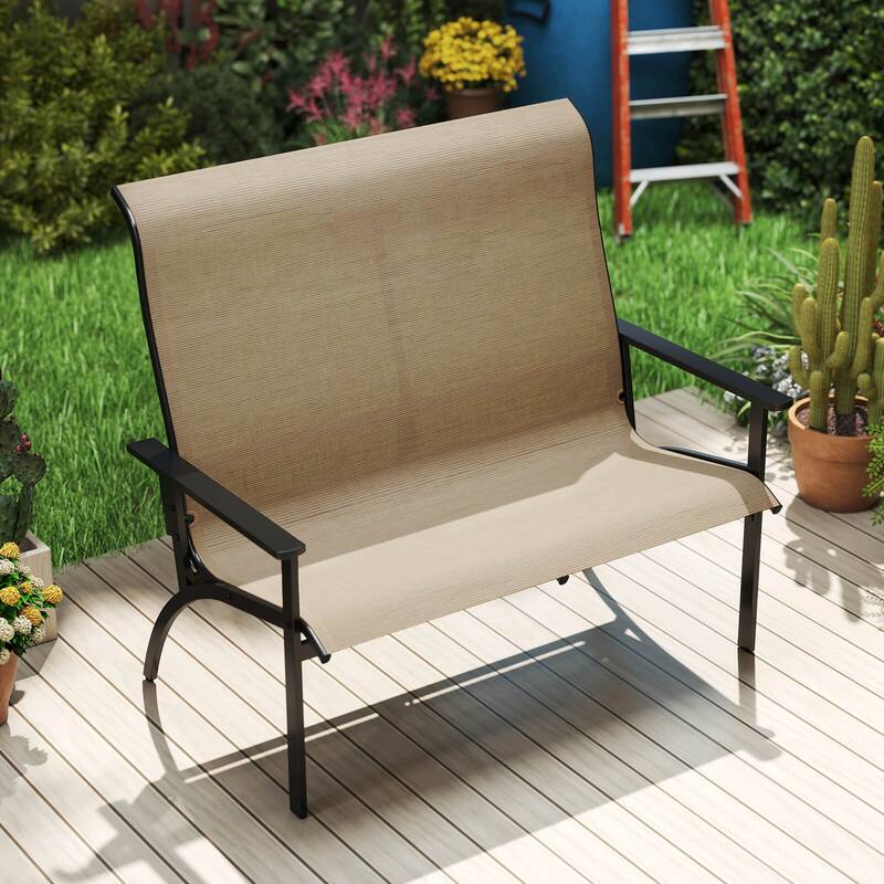 Costway 2-Person Patio Garden Bench with High Back and Armrests 880