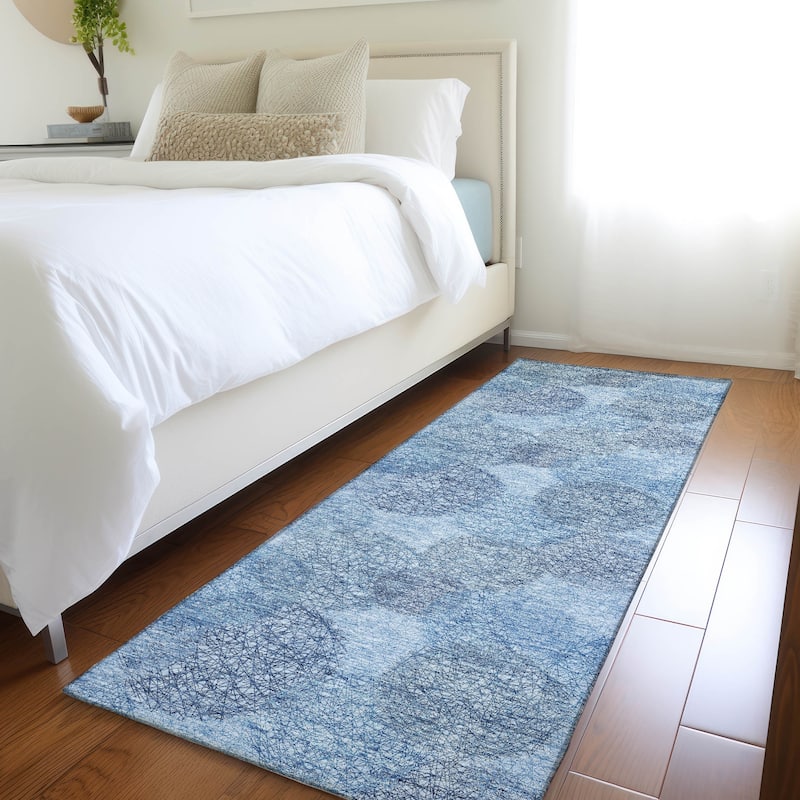 Premium Washable Super Soft Modern Sphere Mayfield Rug - Denim - 2'3" x 7'6"