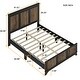 preview thumbnail 7 of 8, Farmhouse Platform Queen Size Bed, Modern Wooden Bed with Wooden Strip Decoration, Plywood Slats Support, Black