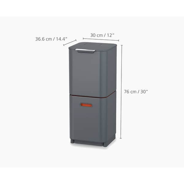 dimension image slide 2 of 3, Joseph Joseph Totem Compact 40L Dual Trash Can and Recycle Bin (8 US Gallons)