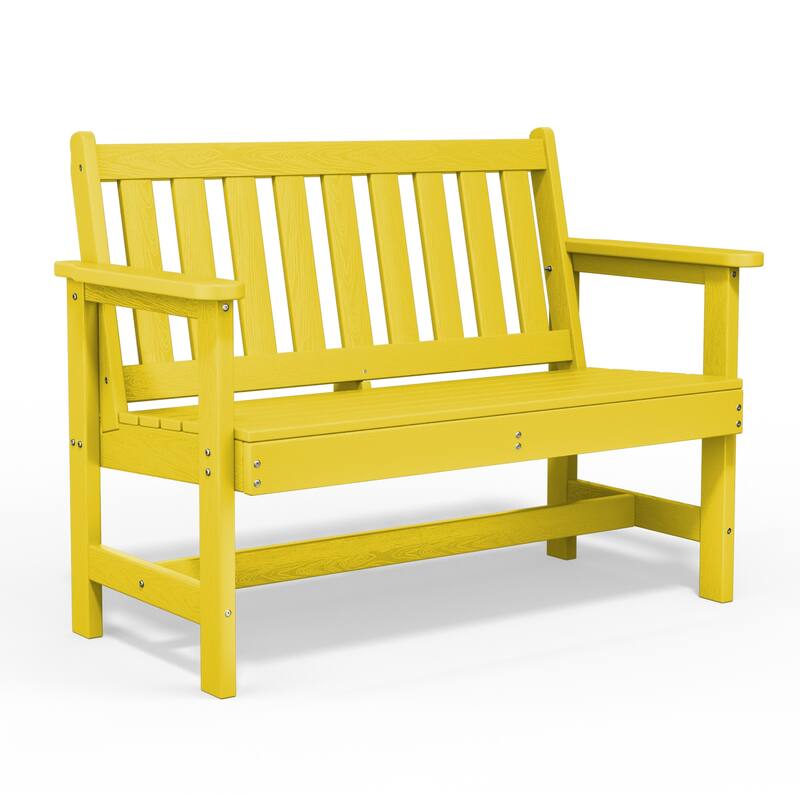 Outdoor 2-Person Garden Bench 42.92-in W x 35.83-in H - Yellow