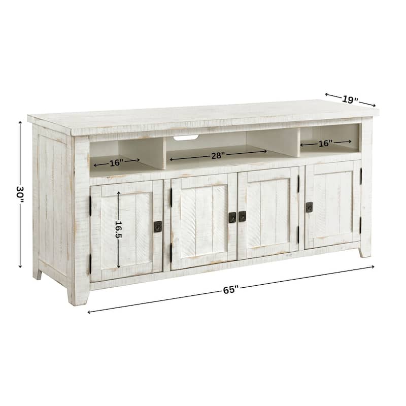 Nantucket 65-Inch Wide Solid Wood TV Stand with Storage