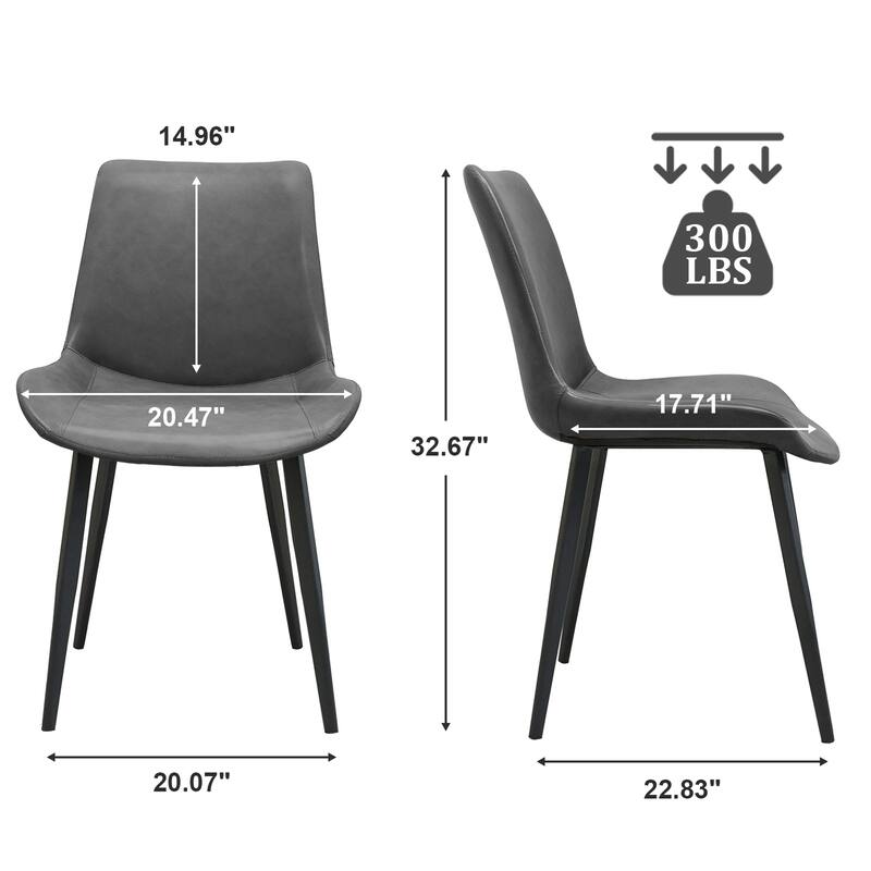Set of 4 Modern Upholstered Grey PU Leather Dining Chairs
