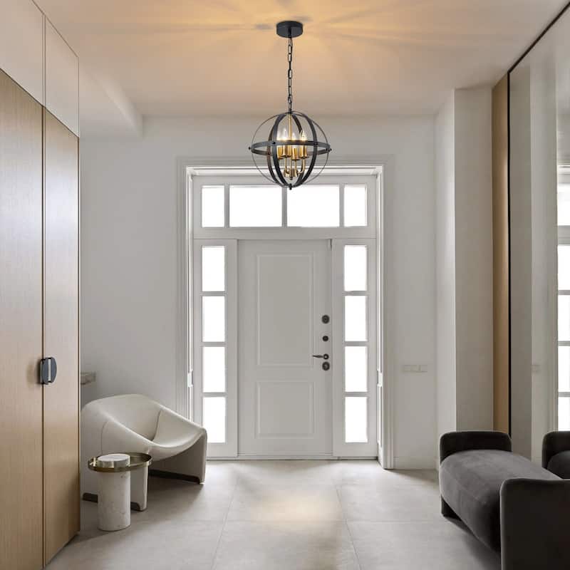 Starsky 6-Light 20.47inch Modern Farmhouse Globe Ceiling Lights Open Cage Chandelier