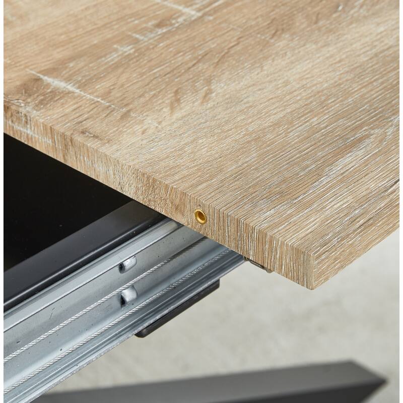 94.48"L Wood Extendable Dining Table with Metal Leg