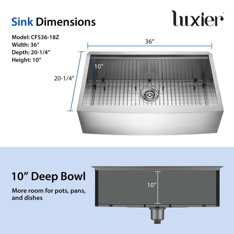 Farmhouse Apron-Front 18-Gauge Stainless Steel Single Bowl Workstation Kitchen Sink with Accessories