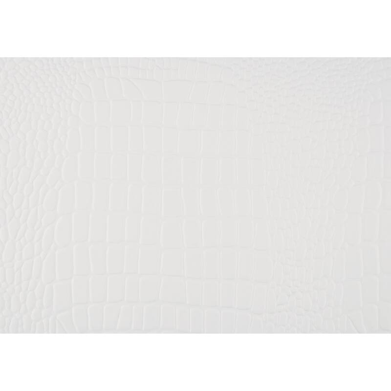 Traditional White Nightstand, 3 Drawers, Faux Alligator Embossed, Wooden