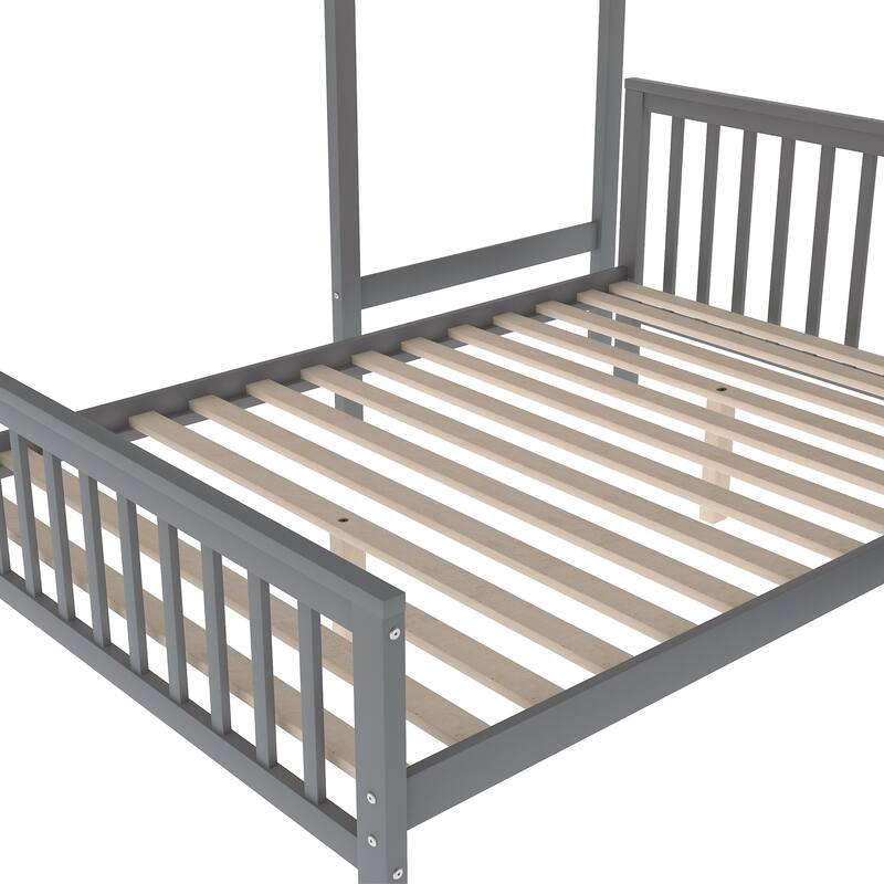 Twin Over Full Loft Bed with Storage and Stairs, Space-Saving Design for Bedrooms