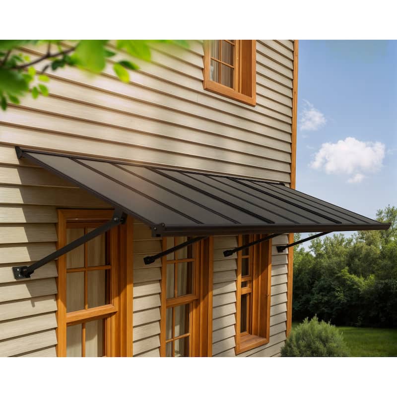 Canopia Augustine 3 ft. Black/Gray Door and Window Awning - 3 ft. x 11 ft.