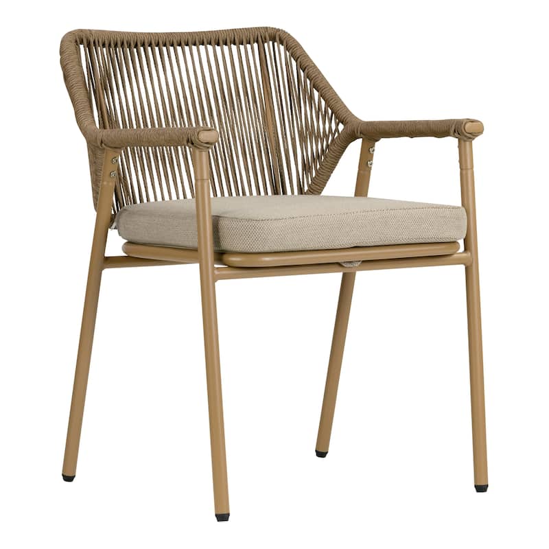 Set of 2 Bisera Brown Outdoor Dining Chair with Arms
