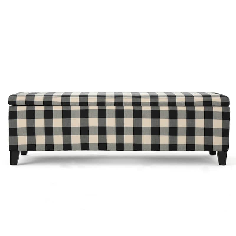 Modern Upholstered Storage Bench for Living Room Entryway - Black