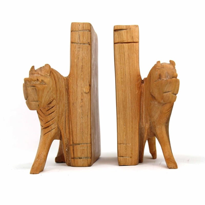Handmade Jacaranda Wood Safari Bookends (Kenya) - Lion