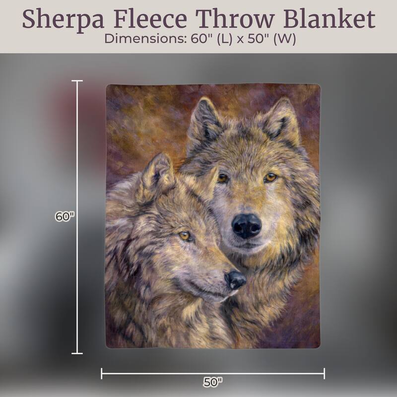 Sherpa Fleece Throw Blanket - Wolf Print by Lavish Home