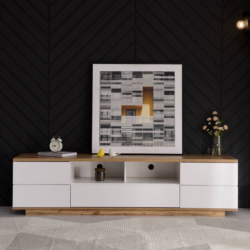 Rectangle TV Stand for TVs up to 80", Media Console with Storage, Entertainment Center with Door Rebound Device