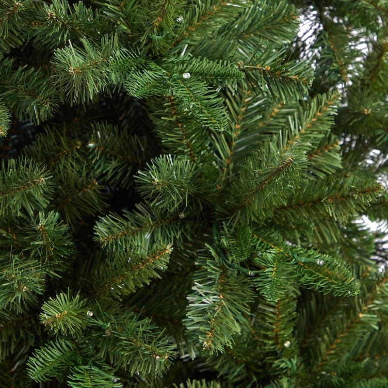 8ft. Spruce Flat Back Artificial Christmas Tree with 280 Warm White LED Lights & 1208 Branches - Space-Saving Holiday X-Mas Tree