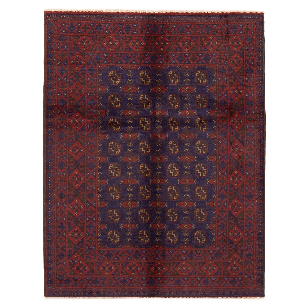 ECARPETGALLERY Hand-knotted Uzbek Kargahi Indigo Wool Rug - 5'0 x 6'5
