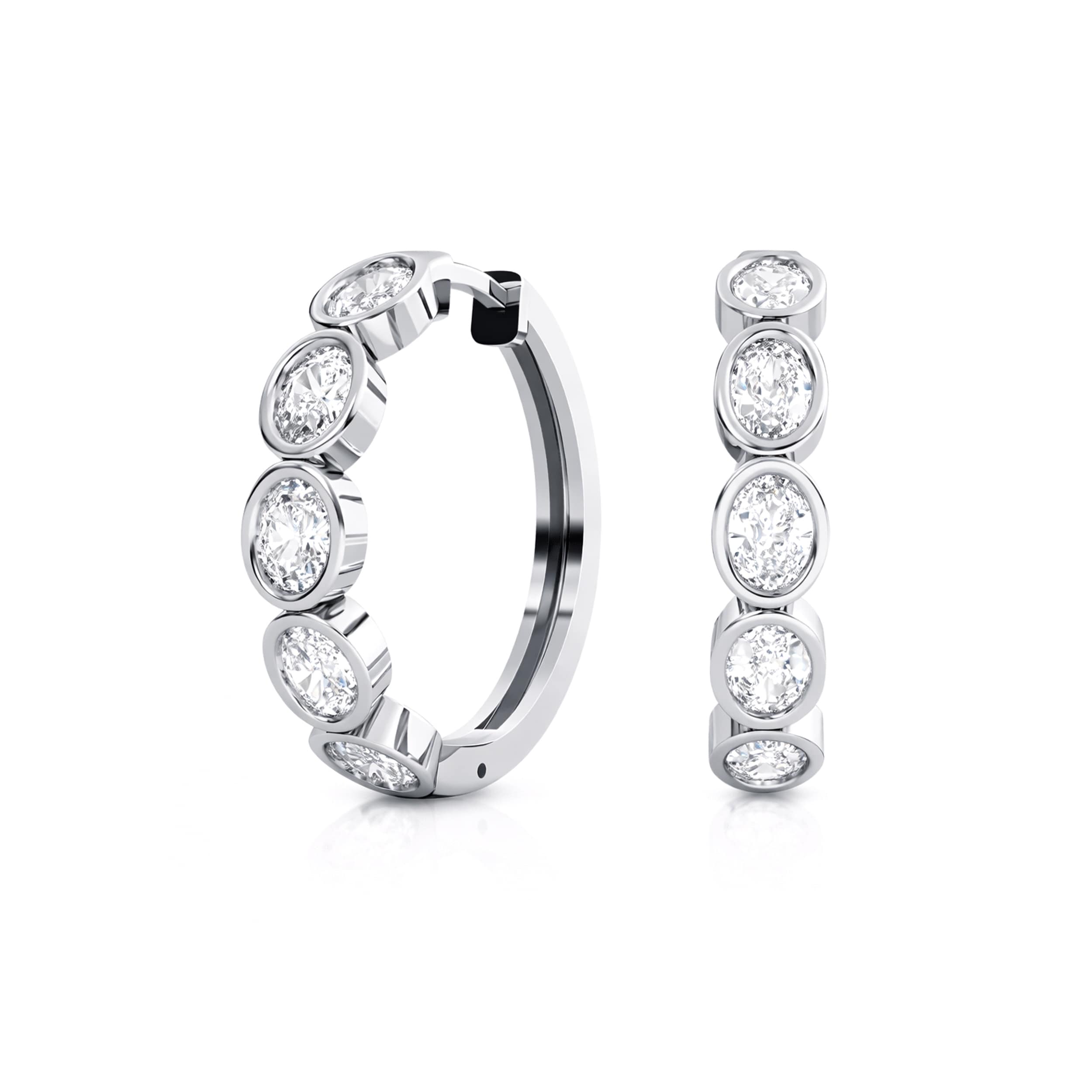 Auriya 14k Gold Lab Grown Diamond Oval Bezel Hoop Earrings 1.00 to 4.00 ct. tw. (F-G VS)