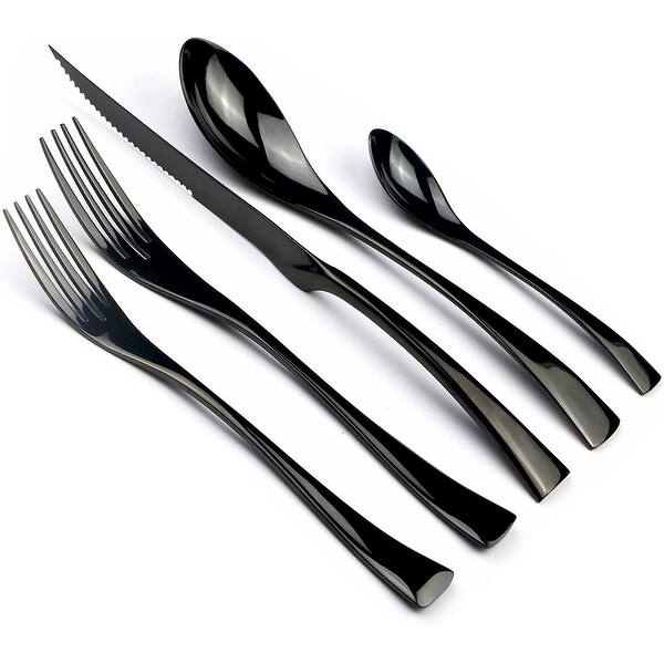 20Piece 18/10 Stainless Steel Serrated Steak Knife Flatware Set, Service for 4 Bed Bath