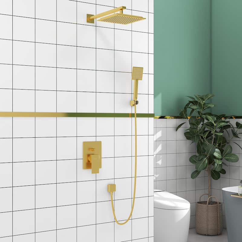 Square top spray 2.5 GPM High Pressure Shower System - Gold