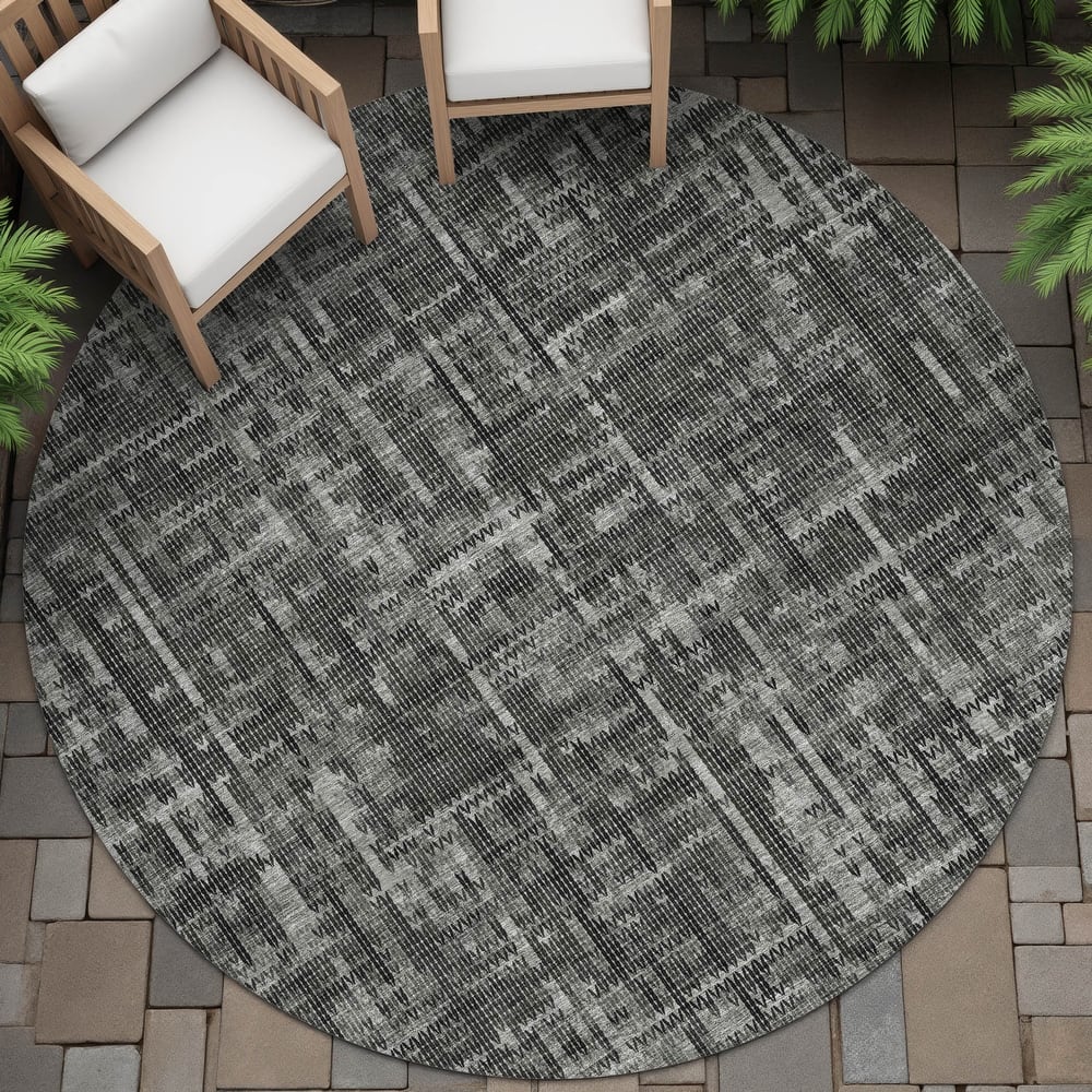Machine Washable Indoor/Outdoor Modern Crosshatch Chantille Rug