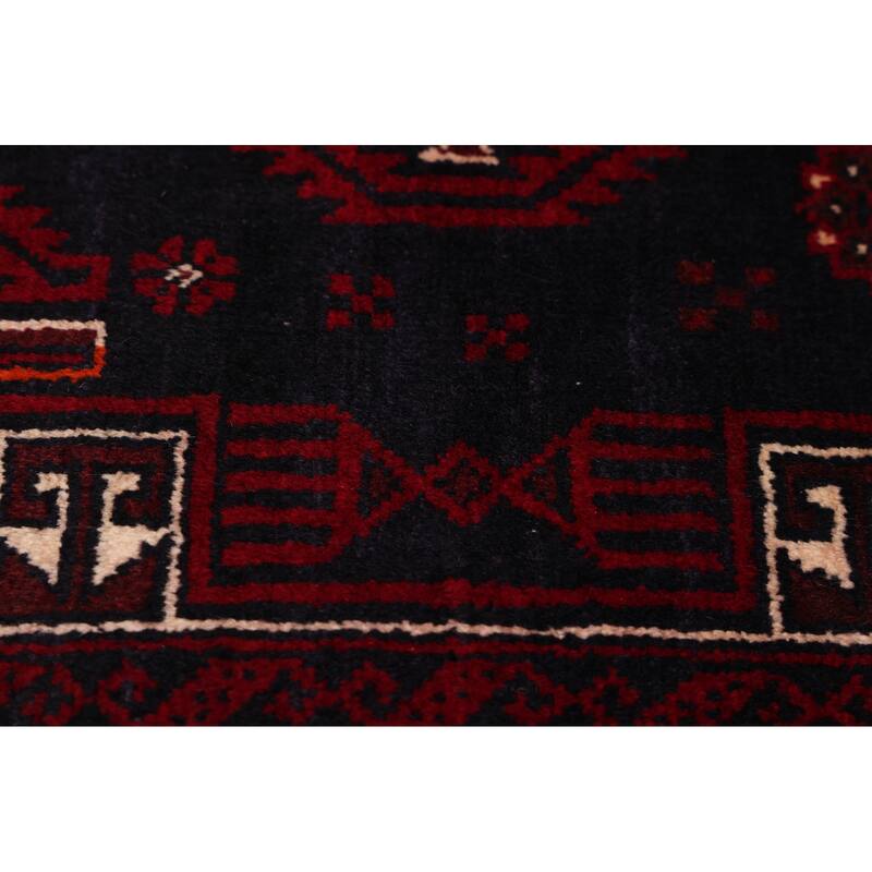 ECARPETGALLERY Hand-knotted Teimani Dark Navy, Red Wool Rug - 3'5 x 6'8