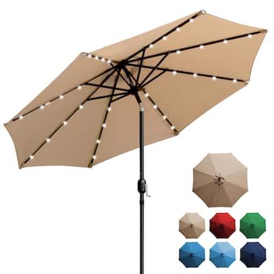 Sun-Ray 9' Round Solar Lighted Umbrella, Base Not Included
