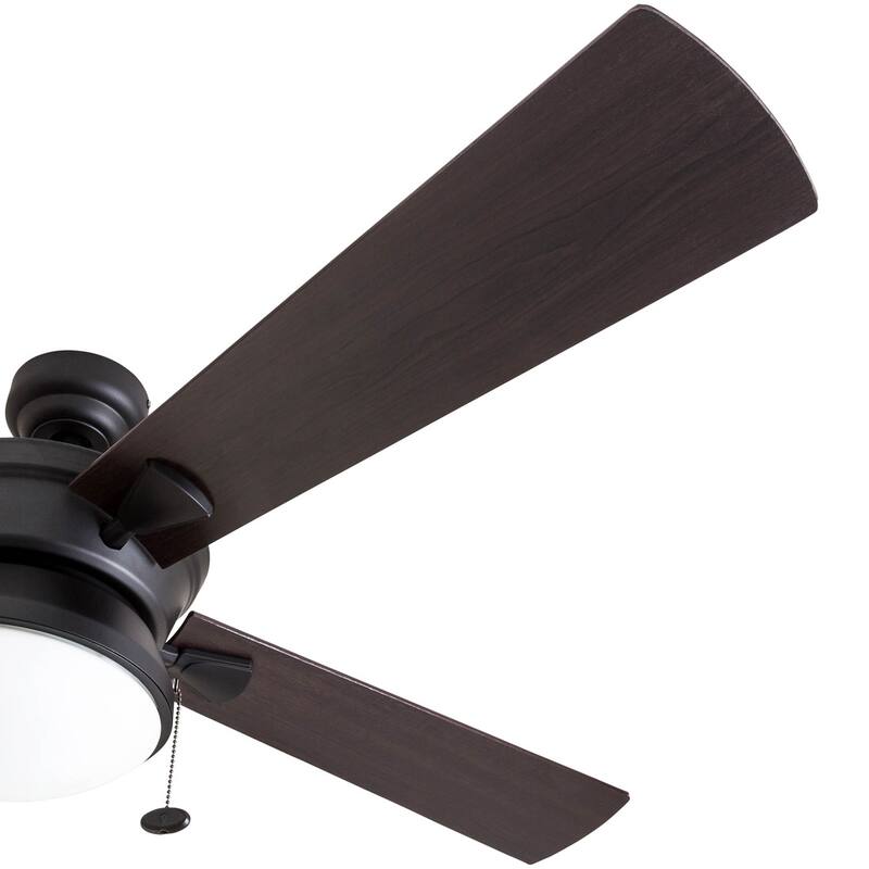 52" Prominence Home Auletta Matte Black Contemporary Indoor/Outdoor Ceiling Fan with Light, Pull Chain