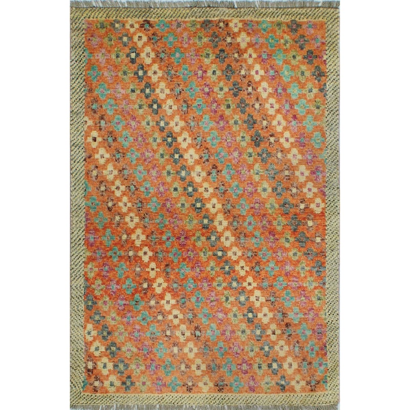 Balochi Aiman Rust/Grey Rug - 3'5" x 5'1"
