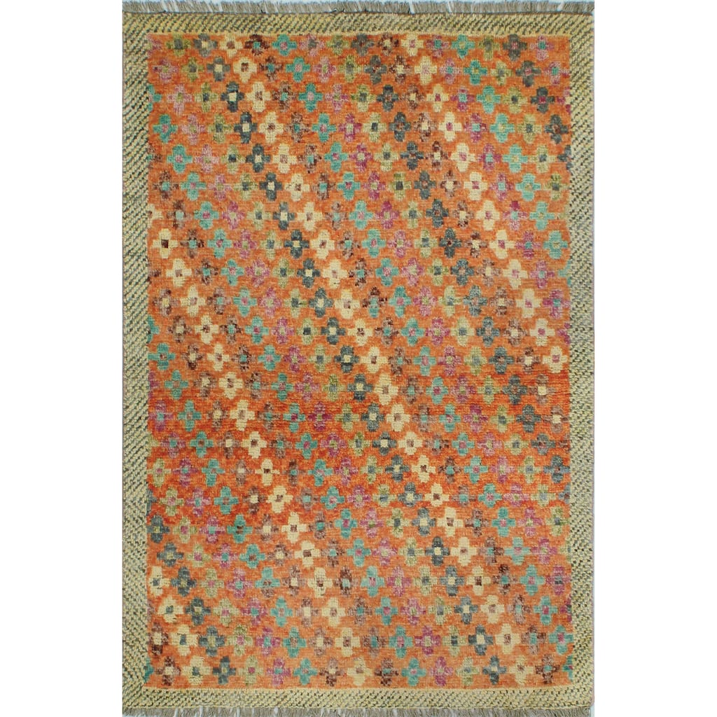 Balochi Aiman Rust/Grey Rug - 3'5" x 5'1"