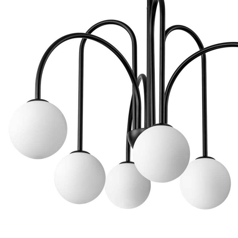 6-Light Modern Linear Sputnik Branch Frosted Glass Globe Chandelier for Dining Room