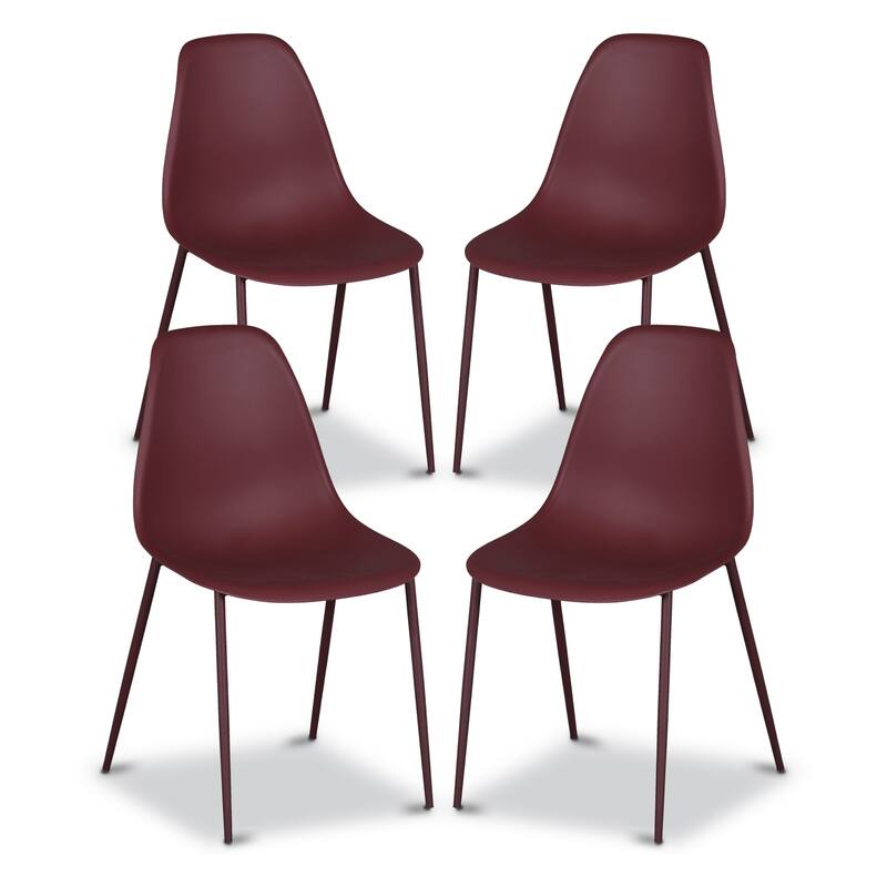Poly and Bark Isla Modern Chairs (Set of 4) - Bordeaux Red