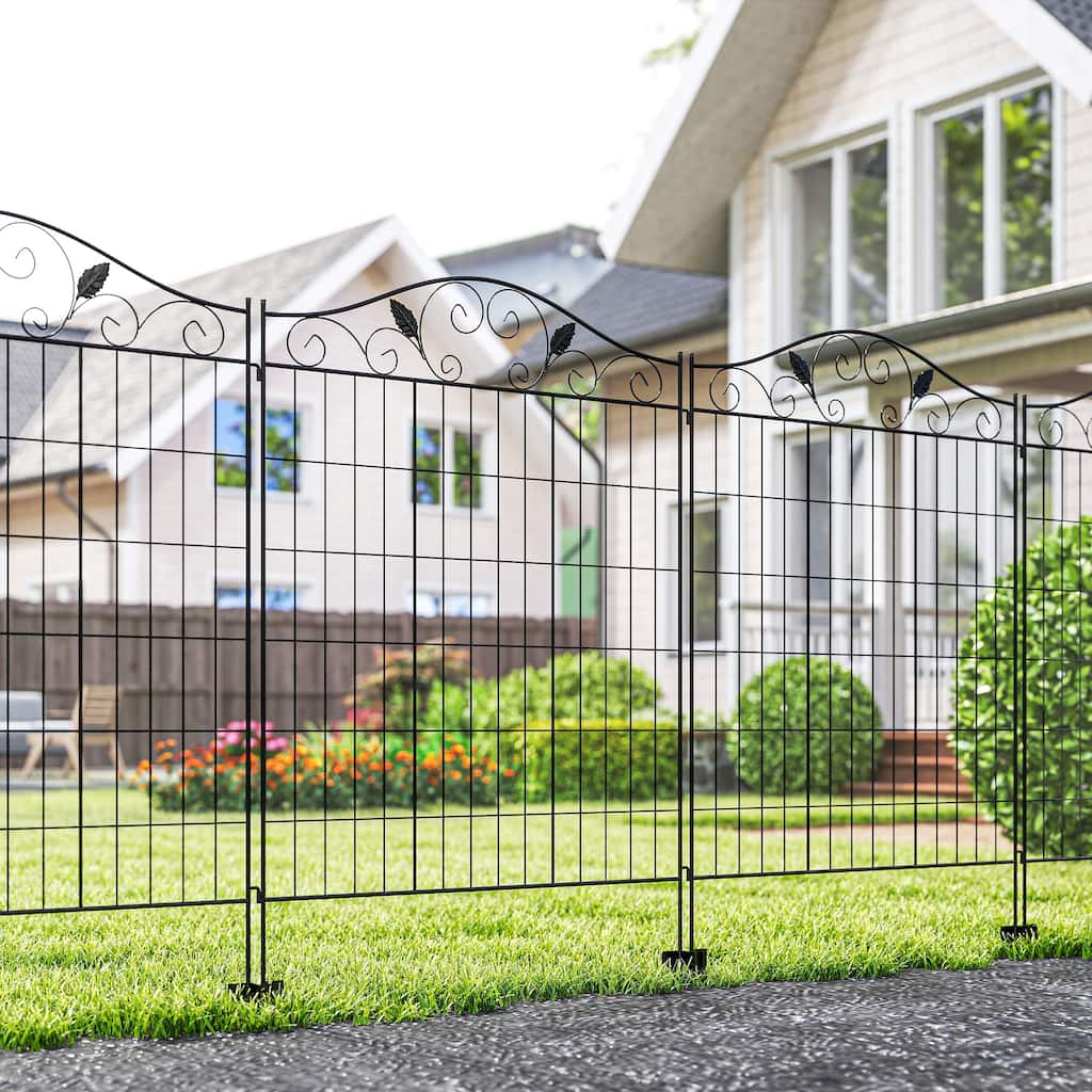 Outsunny Garden Decorative Fence 4 Panels 44in x 12ft Steel Wire Border Edging for Landscaping