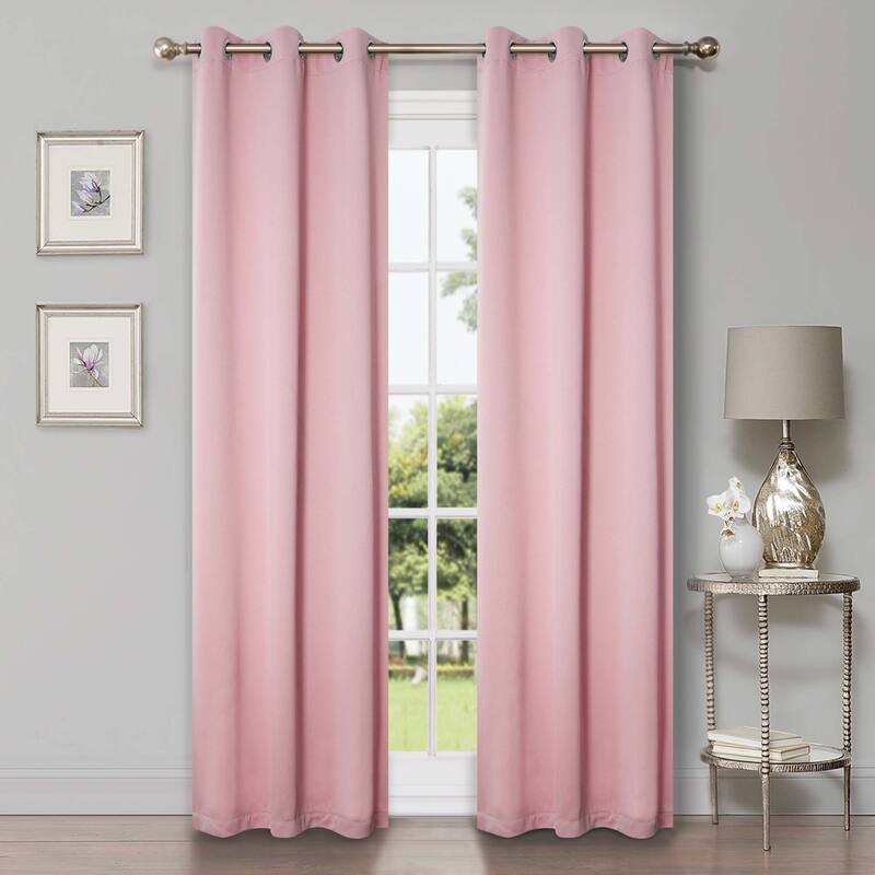 Superior Solid Machine Washable Room Darkening Grommet Curtains, Set of 2