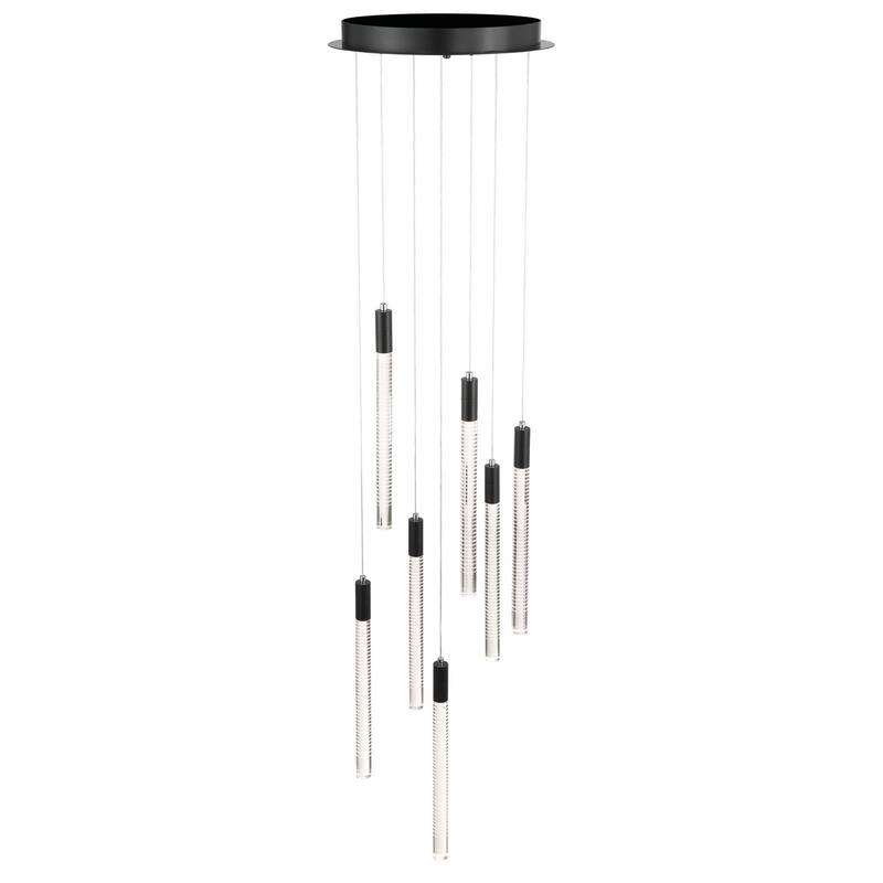 Artcraft Celine - Integrated LED Chandelier - Black Finish - Laser Lined Glass Rods