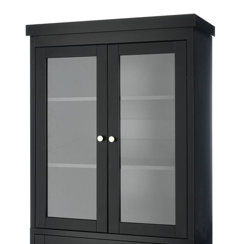 70.1" Modern High Freestanding Tall Bathroom Cabinet with 2 Adjustable Shelves, 3 Drawers, Soft Close Glass Doors