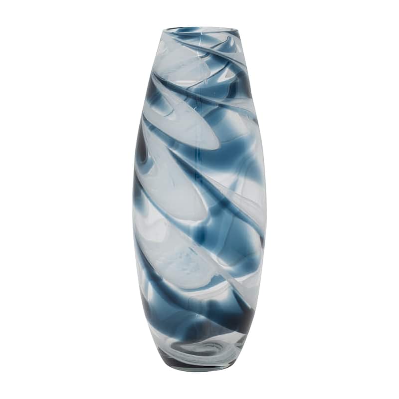 Sagebrook Home Coastal Blue Glass Swirl Vase