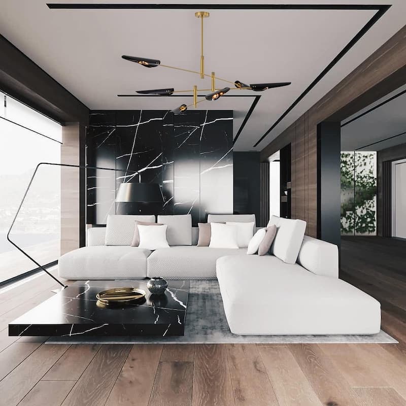 6-Light Brass Iron Chandelier With Smoke Black Tubed Shade